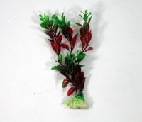 Kunstpflanze 15 cm Aquarium Deko Gr&uuml;n + Rot