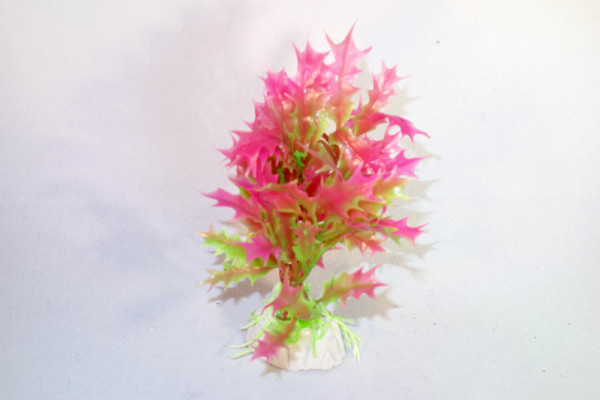 Décoration aquarium plante artificielle rose - verte 10 cm