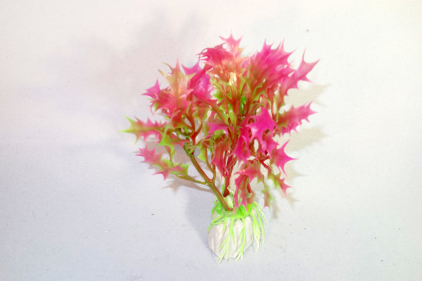 Kunstpflanze grün - pink 20 cm Aquarium Dekoration