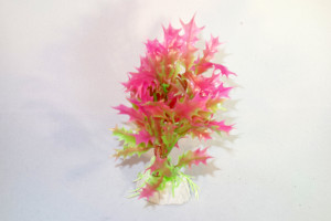 Kunstpflanze gr&uuml;n - pink 20 cm Aquarium Dekoration