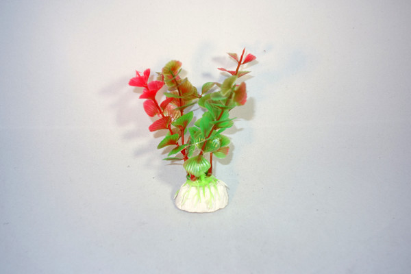 Décoration aquarium plante artificielle rouge - verte 10 cm