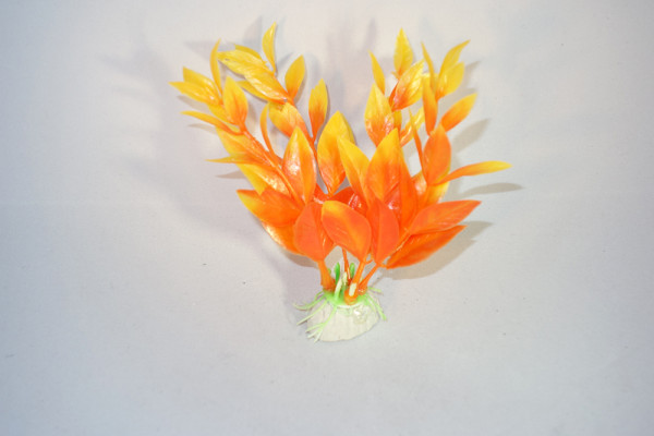 D&eacute;coration aquarium plante artificielle orange 10 cm