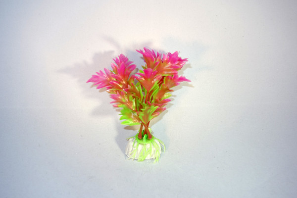 Décoration aquarium plante artificielle rose - verte 10 cm