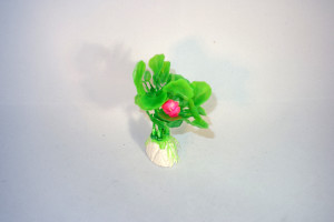 Planta artificial verde con flor rosa decoraci&oacute;n acuario 10 cm