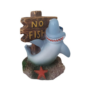 Tiburón de decoración con el letrero "¡No pescar!"