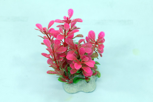 Kunstpflanze 20 cm Aquarium Deko pink + gr&uuml;n