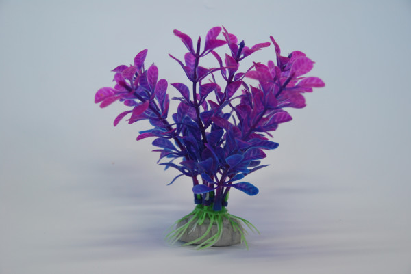 Planta artificial 10 cm acuario decoración azul + violeta